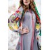 Embroidered boho dress "Flora" Gray